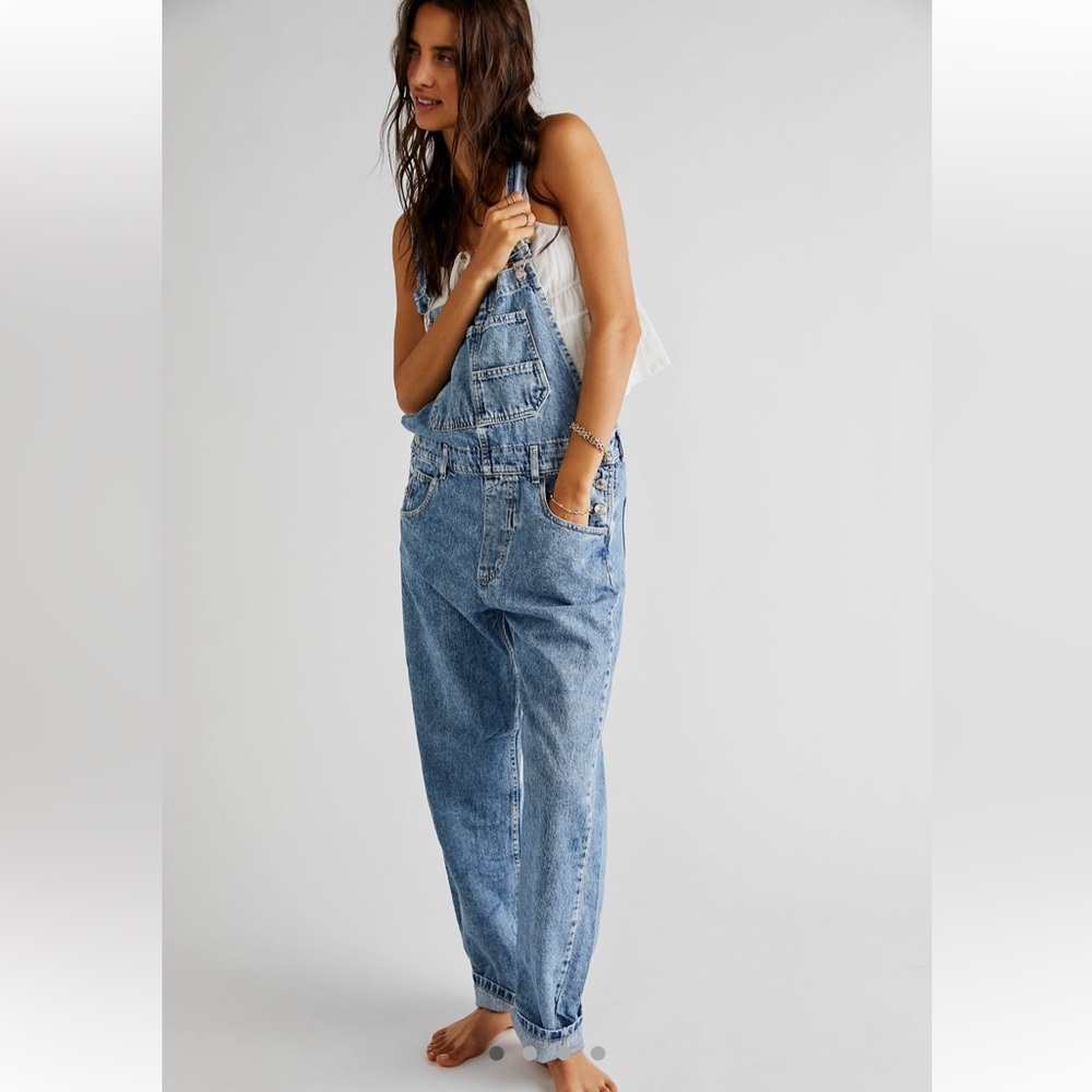 Free People Ziggy overalls in Powder Blue